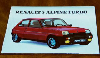 Renault 5 Alpine Turbo Brochure,  1982 (german Text)