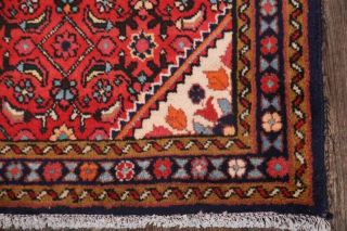 Summer Deal Vintage Geometric 10 Ft Red Runner Hamedan Wool Carpet Hallway 4x10