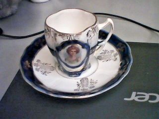 Small Two Faced Ladies Mini German Tea Cup And Saucer Dainty Classic Porcelain