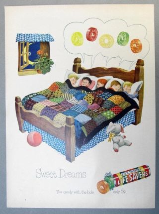 Eyecatching 1950 Life Savers Candy Ad Five Flavors.  Sweet Dreams