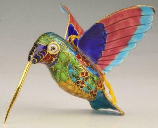 Preciou Chinese Cloisonne Hummingbird Statue Pendant Hand - Carved Old /tb02