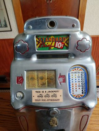 Vintage Jennings NEVADA CLUB Standard Chief 10 - cent Slot machine one - arm - bandit. 3