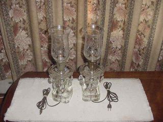 Vintage Crystal 15 1/2 Inch Boudoir Table Lamps,  With Prisms