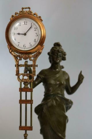 Antique 8 Day Swinger Mystery Clock - Junghans With Diana Statue