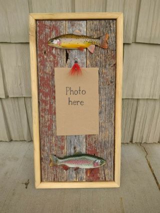 Jacob Sazama Trout Plaque Fish Decoy Wood Carving Fishing Lure Picture Frame