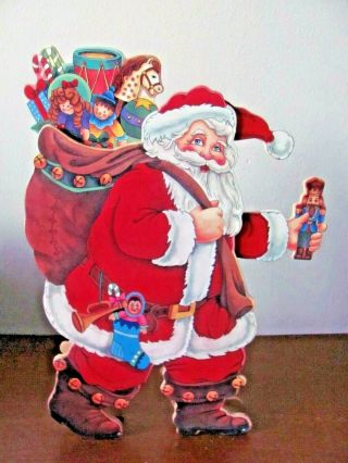 Vintage Animated Wooden Santa Claus Music Box Plays Jingle Bells