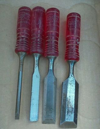 Millers Falls 4 Piece 1430 Wood Chisel Set 1/4 1/2 3/4 1 Usa Made