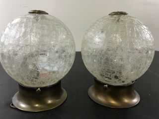 Vintage Crackle Glass Globe Ceiling Porch Light Fixture Set Of 2.  B14
