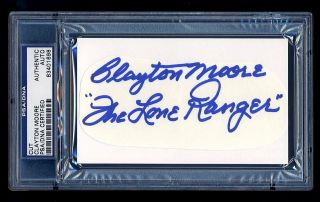 Clayton Moore The Lone Ranger Signed Cut Autographed Psa/dna Slabbed