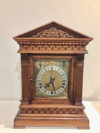 Antique W&H Carved Oak Cased 5 Gongs Clock On Wall Bracket C1890. 3