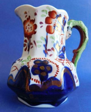 English Allertons Gaudy Welsh Pottery Copper Lustre Imari Pottery Milk Jug C1912