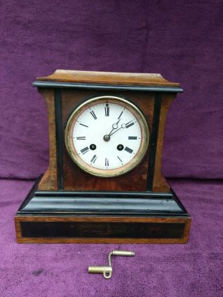 Vintage Antique French Japy Freres Fils Ebony Victorian Mantel Clock C1855