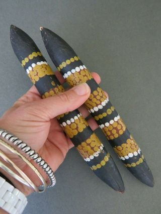 Vintage Aboriginal Painted Wood Clap Sticks