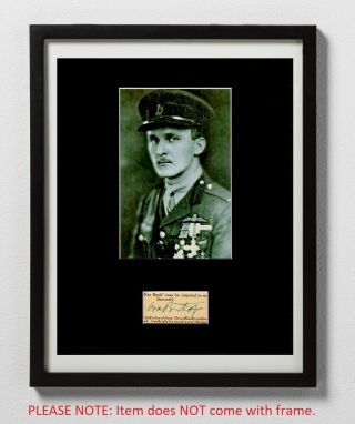 Billy Bishop Matted Autograph & Photo William A Wwi Pilot Flying Ace Canada
