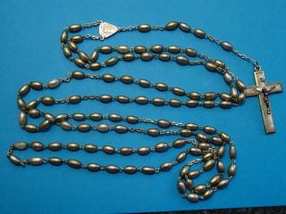 Antique 10 Decade French Monastery Rosary // Goldpainted Glass Beads // 1900