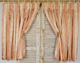 Pair Vintage French Empire Style Satin Brocade Curtains / Drapes - Pair 2