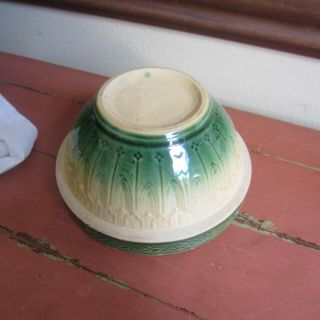 Antique Stoneware Mixing Bowl Yellow,  Green Vivid Color,  Good Shape