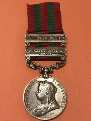 British Victorian India General Service Medal W/ 2 Clasps - Scottish Fusiliers