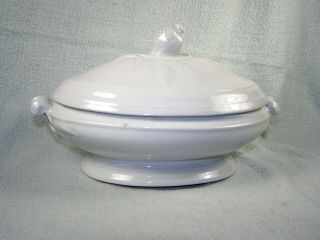 Antique English White Ironstone Oval Covered Bowl / Tureen - T.  & R.  Boote