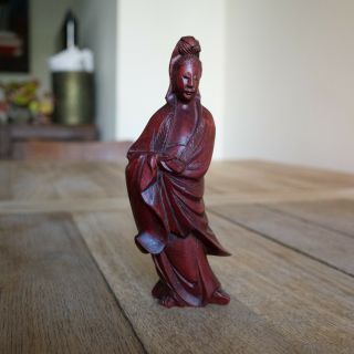Antique Chinese Hand Carved Buddha Kwan - Yin Wood Statue Figure.  6 