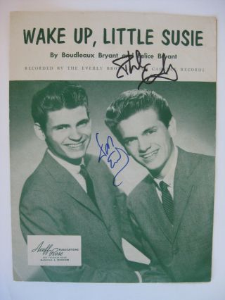 Everly Brothers - Rare Autographed " Susie " Sheet Music - Hand Signed By Phil & Don