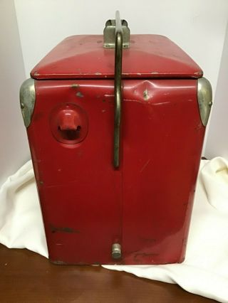 Vintage Early 1950 ' s Red Drink Coca Cola Metal Cooler 2