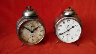 A Antique German Watches With An Alarm Clock.  Gustav Becker And Junghans.