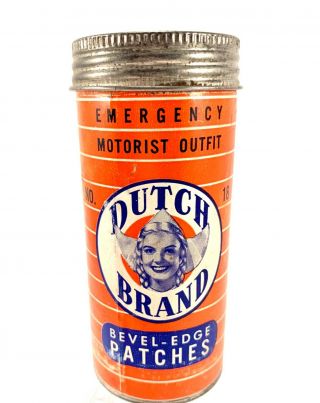 Vintage Emergency Tube Repair Kit Can.  Dutch Brand Empty.