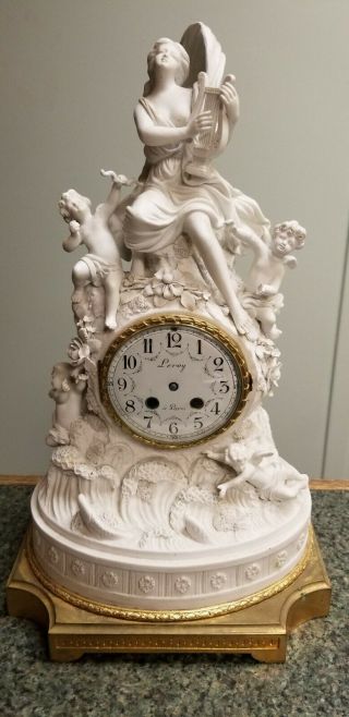 Rare Sevres Artist Lagneau Parianware & Gilt Bronze Clock Case