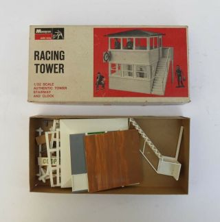 Vtg 1966 Monogram 1/32 Slot Car Racing Tower Model Kit Complete Rare