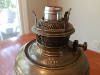 Antique B&H Bradley & Hubbard Brass Electrified Oil Lamp Rayo Font 2