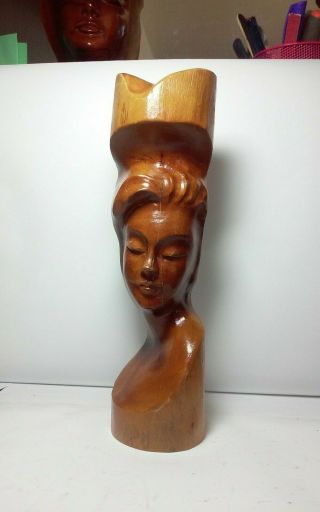 Spectacular Vintage Hawaiian Island Carved,  Native Wood Sculpture