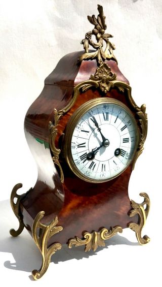 Antique Ormolu French Boulle Mantel Bracket Clock Tortoise Shell Brass Mounts