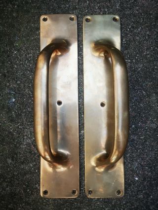 Vintage Large Solid Brass Door Handle Pulls / Shop / Pub / Bar