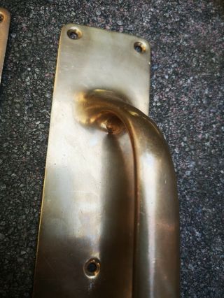 Vintage Large Solid Brass Door Handle Pulls / Shop / Pub / Bar 3