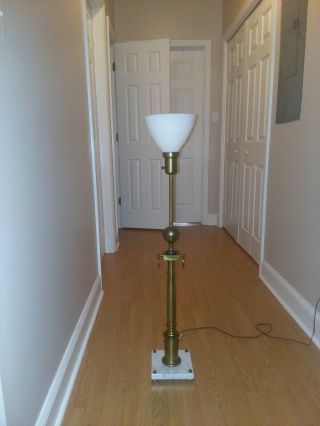 Vintage Stiffel Torchiere Floor Lamp Art Deco Regency Brass /marble Base