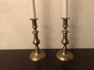 Fine 18th 19th Century Early Colonial Queen Anne Brass Push Up Candlesticks