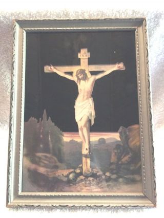 Vintage Religious Icons Prints Christ On The Cross Framed (1)