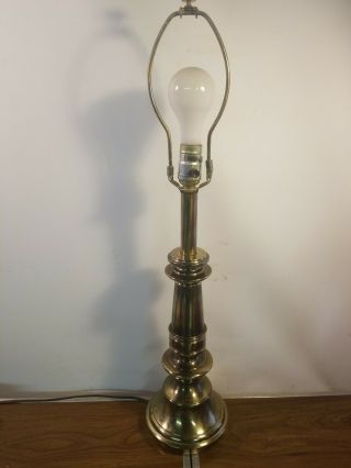 Vintage Stiffel Oval Brass Buffet Table Lamp With 3 - Way Light 28 " Tall