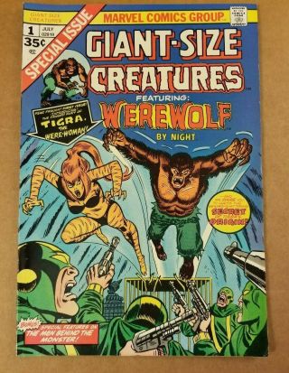 Giant - Size Creatures 1,  July 1974,  Vfn,  Werewolf By Night (mark 