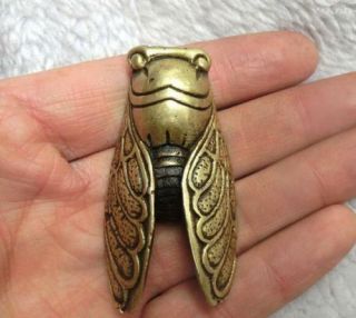 Chinese Brass Carving A Little Cicada Solid Copper
