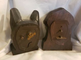 Very Rare Vintage 1920/30s Germany Rolling Eye Carved Wooden Clocks 2