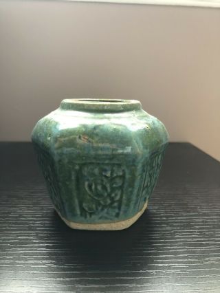 Antique Chinese Porcelain Green Glaze Ginger Hexagonal Jar - Longquan