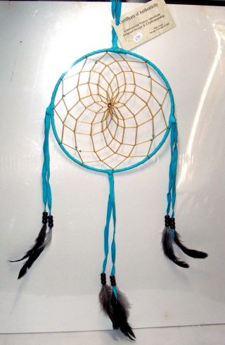 8 " Dia Hoop Dreamcatcher Authentic Native American Navajo Turquoise Blue 170