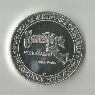Comstock Casino Reno,  Nv.  999 $7 Silver Strike Ct Pony Express Part - Reeded
