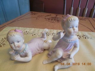 Antique Pair (2) German Gebruder Heubach Piano Baby Figurines