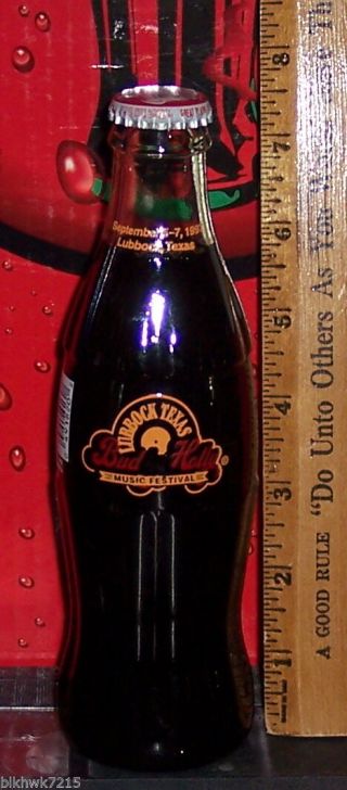 1997 Buddy Holly Music Festival Sept 5 - 7 Lubbock Tx 8 Ounce Coca Cola Bottle