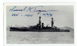 Moh Samuel G.  Fuqua Signed Pre - War Photograph Of The Uss Arizona