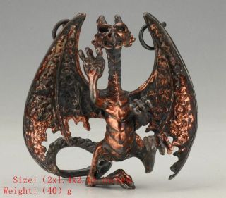 Sacred Chinese Red Copper Pendant Statue Dinosaur Mascot Decorative Gift Collec