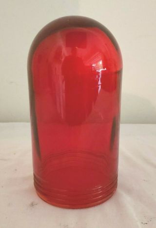 Vintage Ruby Red Glass Exit Ceiling Fire Station/house Light Shade